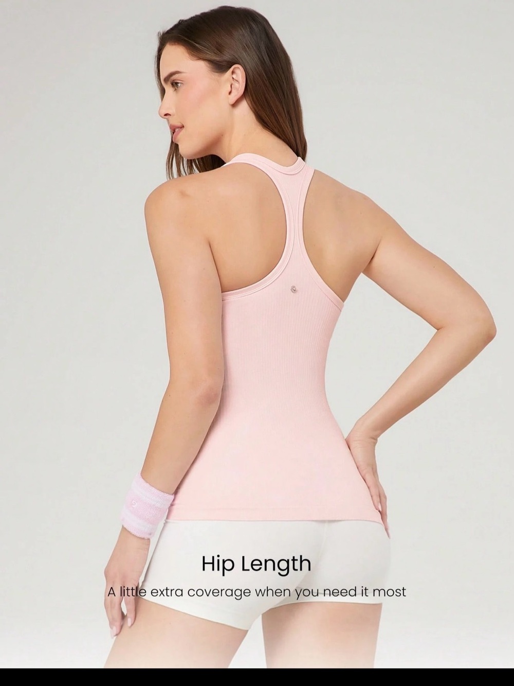 Women's Light Pink Ribbed Racerback Tank Top - Picture 4 of 6